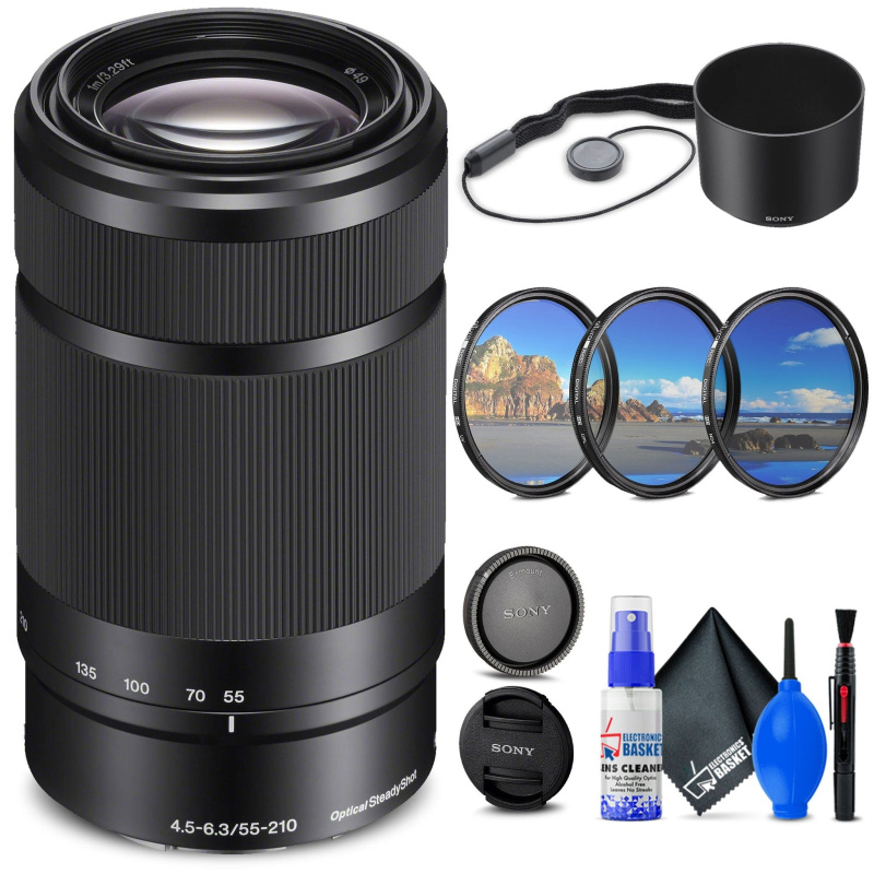 Sony E 55-210mm f/4.5-6.3 OSS Lens  + Filter Kit + Cap Keeper + Cleaning Kit