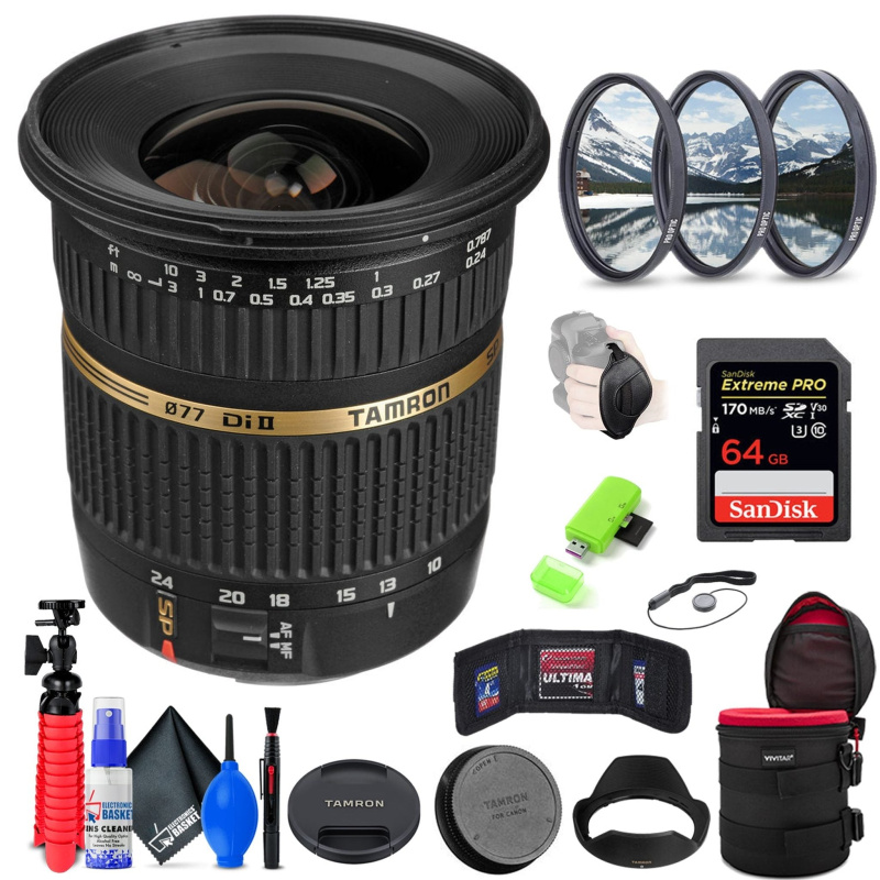Tamron SP AF 10-24mm f / 3.5-4.5 DI II Lens For Canon + Accessories (INTL Model) (International Model)