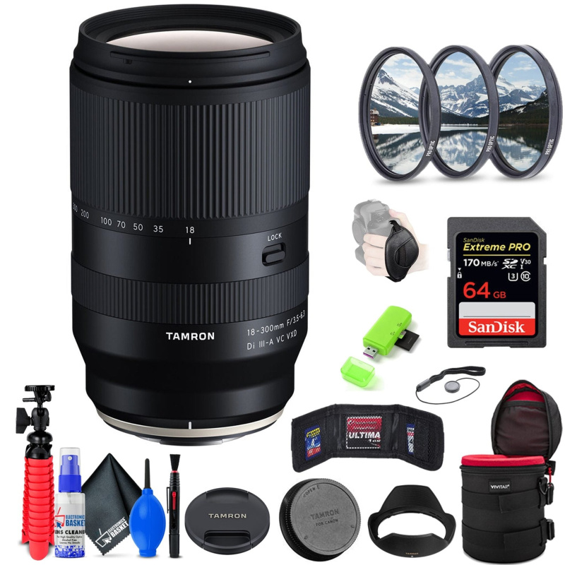 Tamron 18-300mm f/3.5-6.3 Di III-A Lens for FUJIFILM X+ Accessories (INT Model)