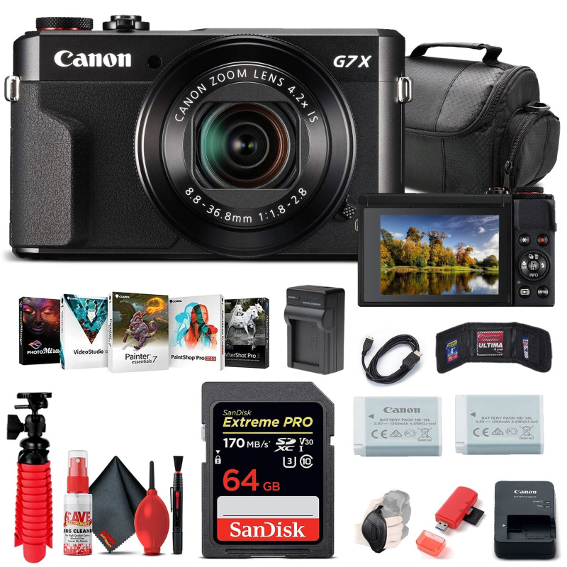 Canon PowerShot G7 X Mark II Digital Camera (1066C001) + 64GB Card + More (International Model)