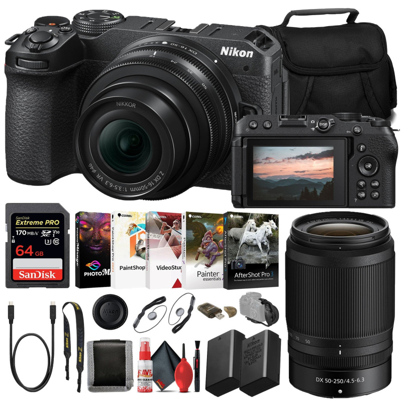 Nikon Z30 Mirrorless Camera with 16-50mm & 50-250mm Lens (1743, INTL) Bundle