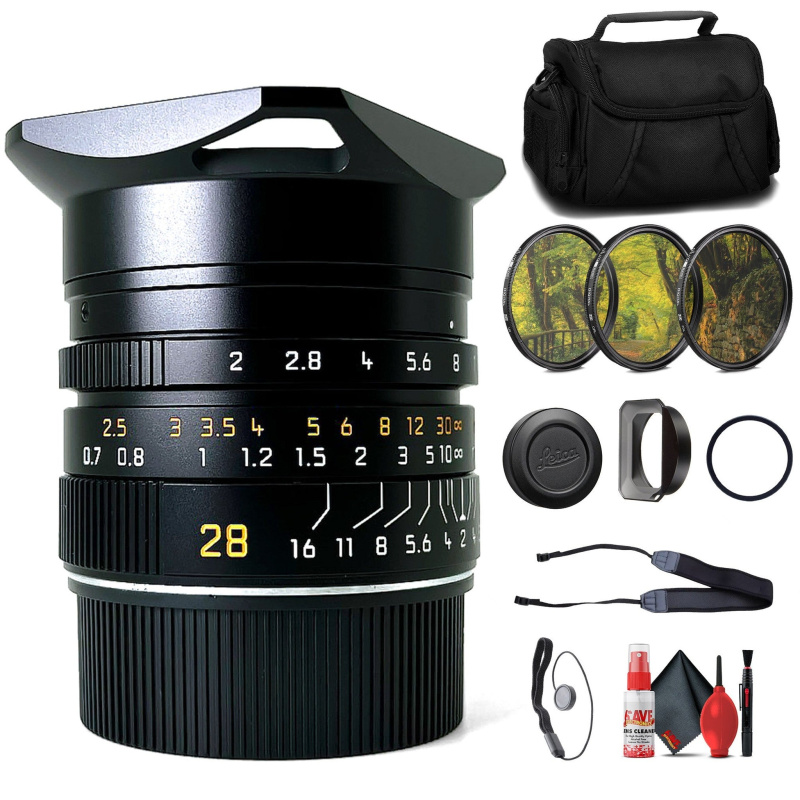 Leica M 28mm f/2 Summicron Aspherical - Black + 6Ave Accessory Kit