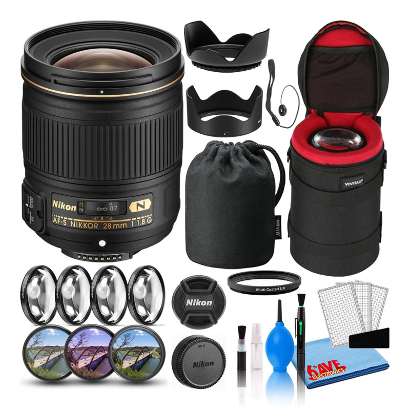 Nikon AF-S 28mm f/1.8G Wide-Angle Prime Lens (2203) Intl Model Bundle