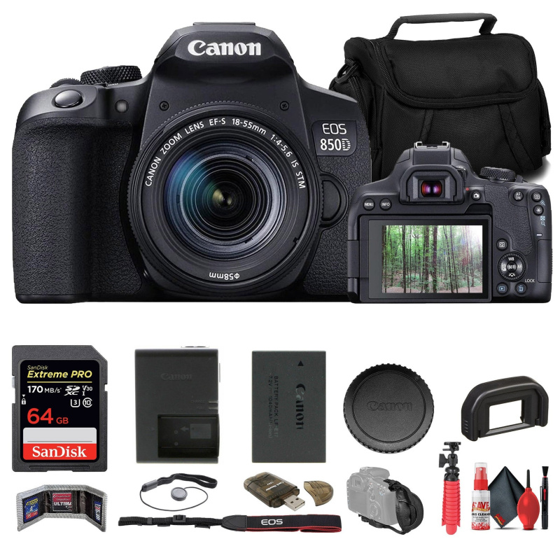 Canon EOS 850D / Rebel T8i DSLR Camera W/ 18-135mm Lens + 64GB Card + More (International Model)