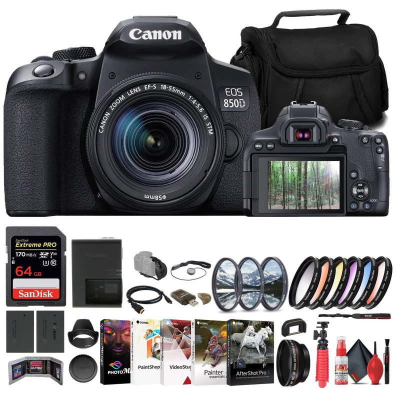 Canon EOS 850D / Rebel T8i DSLR Camera W/ 18-135mm Lens + 64GB Card + More (International Model)