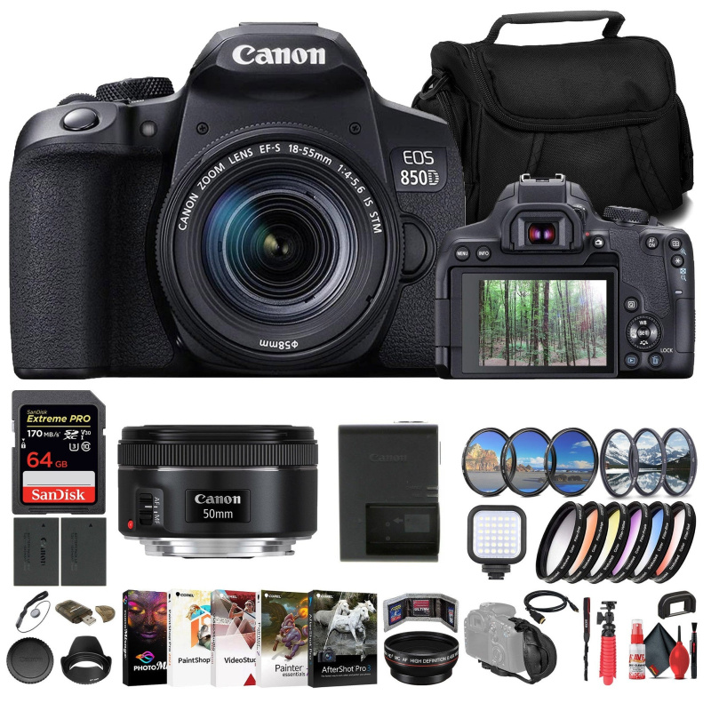 Canon EOS 850D / Rebel T8i DSLR Camera W/ 18-135mm Lens + 64GB Card + More (International Model)