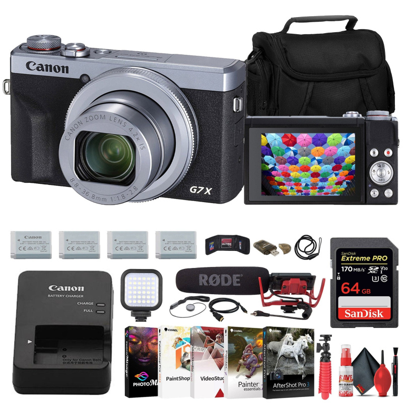 Canon PowerShot G7 X Mark III Digital Camera + Mic + 64GB Card + 3 x Battery + More (International Model)