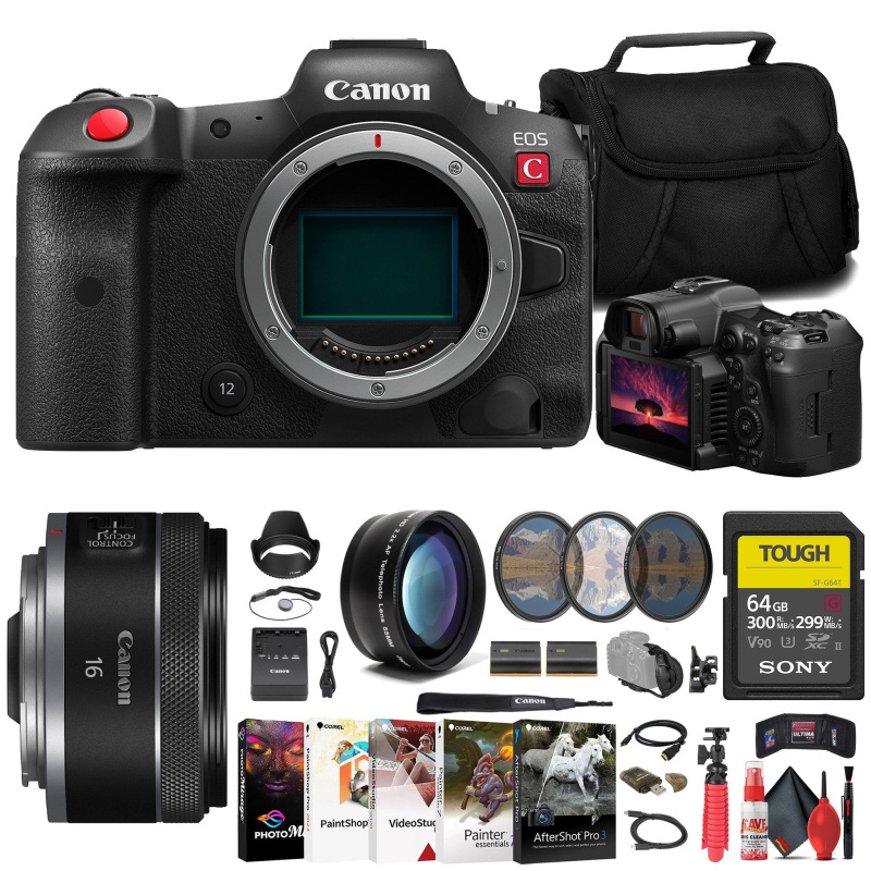 Canon EOS R5 C Mirrorless Cinema Camera + Canon 16mm Lens + 64GB Card + More (International Model)
