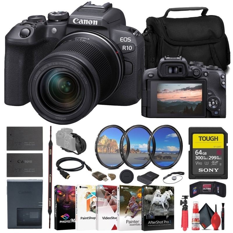 Canon EOS R10 Mirrorless Camera W/ 18-150mm Lens + 64GB SD Card +  + More (International Model)