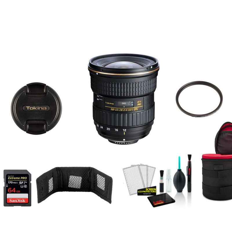 Tokina 12-28mm f/4.0 AT-X Pro APS-C Lens for Canon - Kit with 64GB Memory Card (International Model)