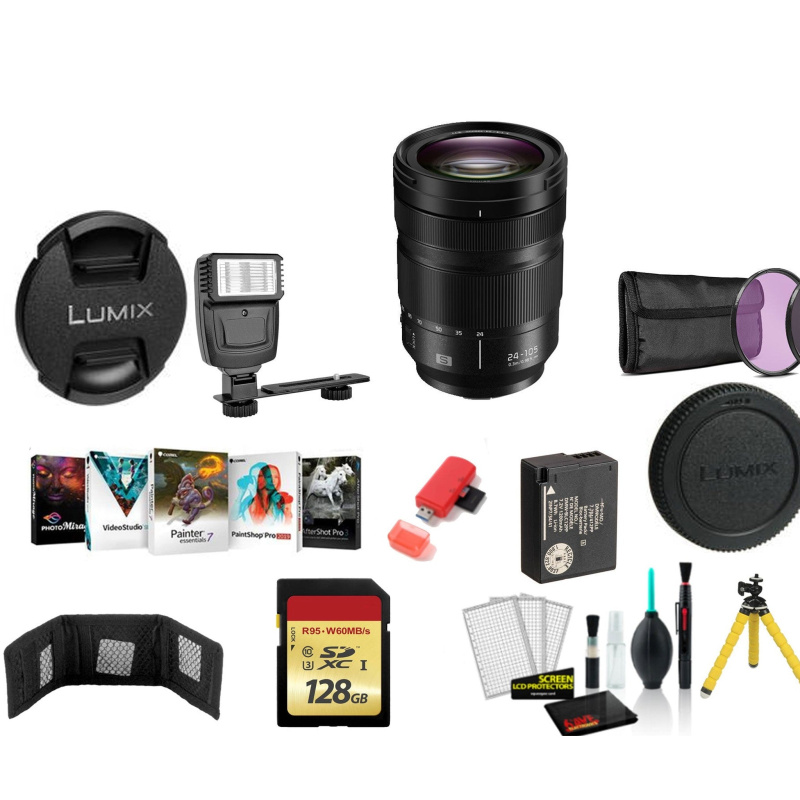 Panasonic Lumix S 24-105mm f/4 Macro O.I.S. Lens with 128GB Memory Card and More (International Model)