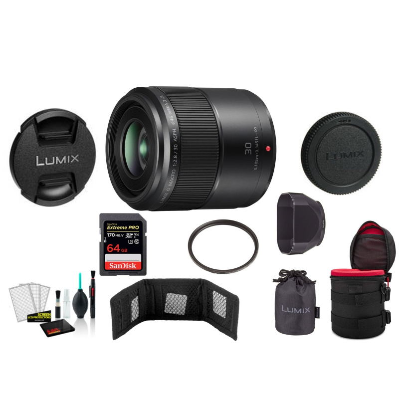 Panasonic Lumix G Macro 30mm f/2.8 ASPH. MEGA O.I.S. Lens with Memory Card (International Model)