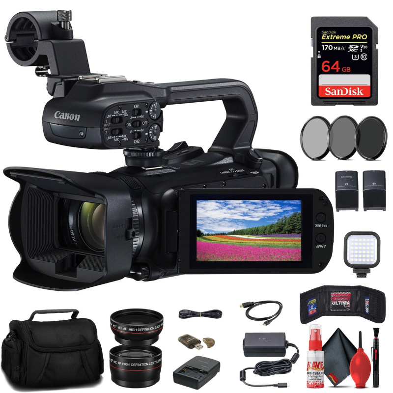 Canon XA60 Professional UHD 4K Camcorder + 64GB Memory Card + BP828 Battery Starter Bundle (International Model)