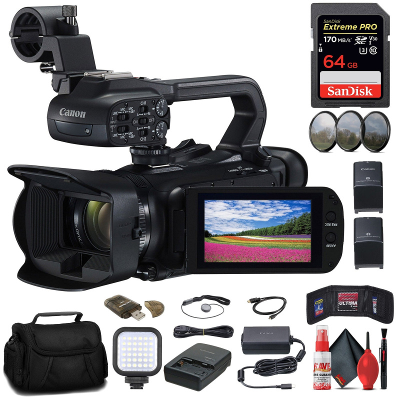 Canon XA65 Professional UHD 4K Camcorder + 64GB Memory Card + BP828 Battery Basic Bundle (International Model)