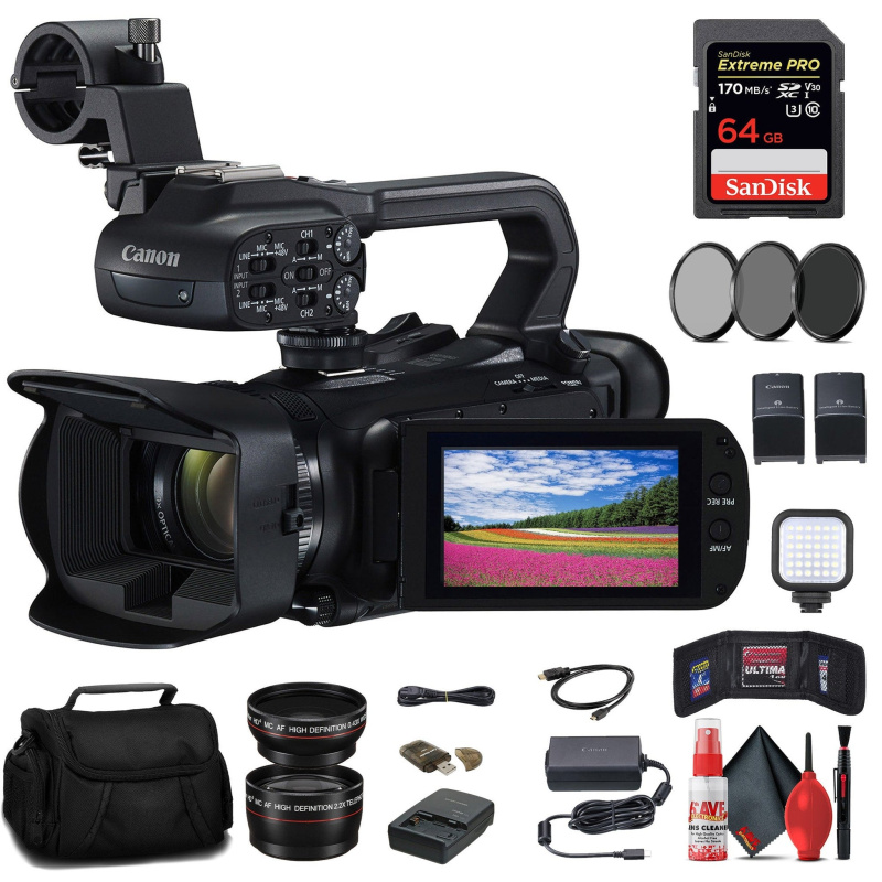 Canon XA65 Professional UHD 4K Camcorder + 64GB Memory Card + BP828 Battery Starter Bundle (International Model)