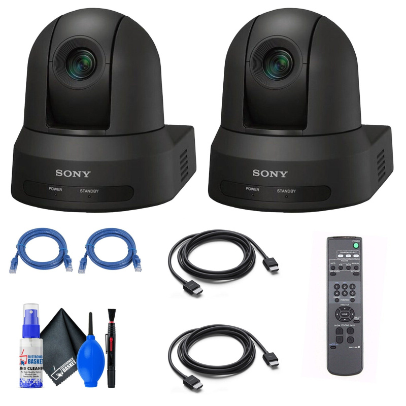 2x Sony SRG-X40UH PTZ Camera (Black) + 2x Ethernet & HDMI Cables + Cleaning Set