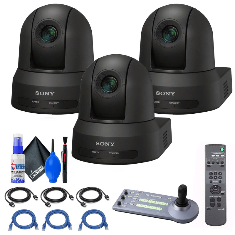 3x Sony SRG-X40UH PTZ Camera (Black) + RM-IP10 IP Remote Controller + Cables