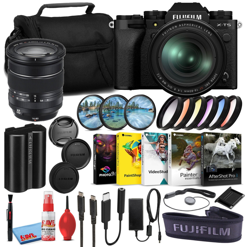 Fujifilm X-T5 Mirrorless Camera with 16-80mm Lens (Black) Corel Software Bundle