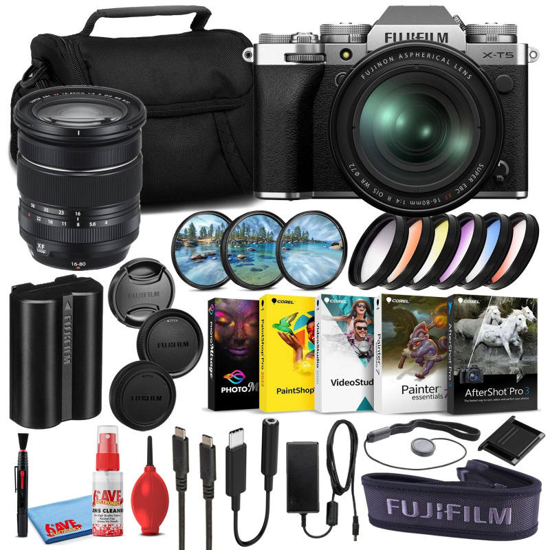 Fujifilm X-T5 Mirrorless Camera with 16-80mm Lens (Silver) Corel Software Bundle