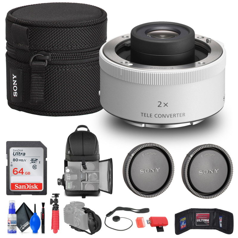Sony FE 2.0x Teleconverter (SEL20TC) + 64GB Memory Card + More Bundle