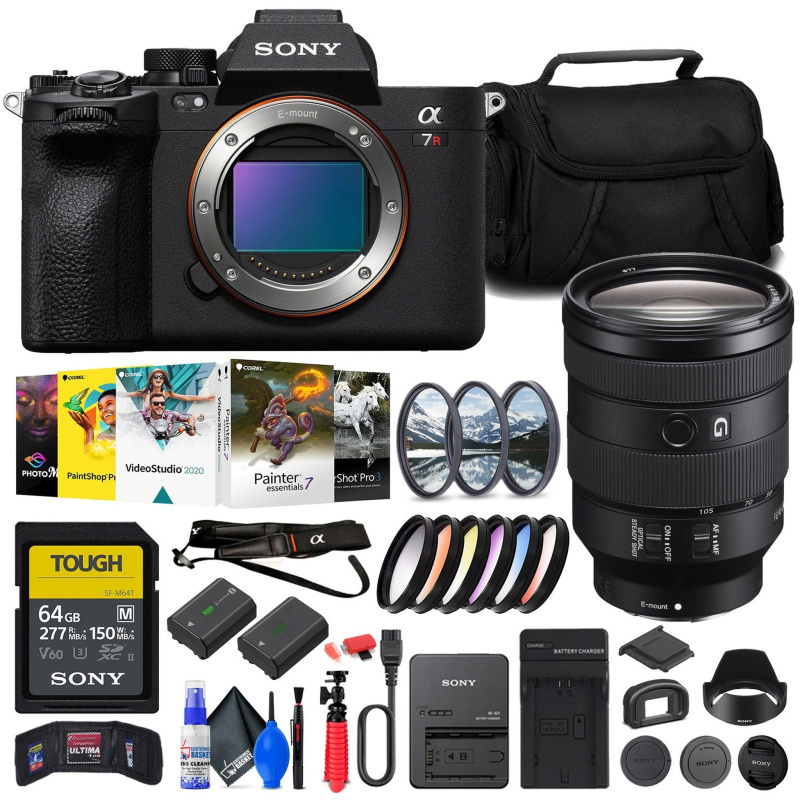 Sony a7R V Mirrorless Camera + Sony FE 24-105mm Lens + 64GB Card + Filter Kit + Bag + More