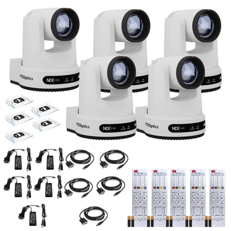 5 x PTZOptics Move 4K PTZ Camera with 12x Optical Zoom (White) (PT12X-4K-WH-G3)
