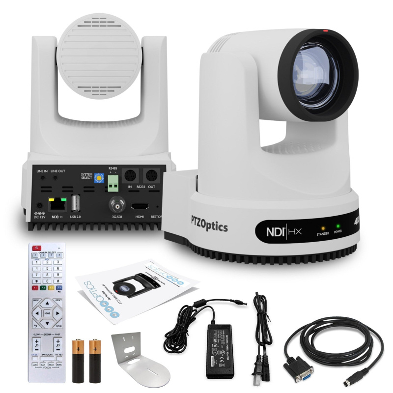 PTZOptics Move 4K PTZ Camera with 12x Optical Zoom (White) (PT12X-4K-WH-G3) + Wall Mount