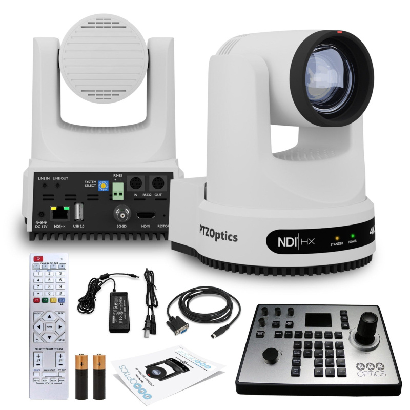 PTZOptics Move 4K PTZ Camera with 20x Zoom (White) (PT20X-4K-WH-G3) + PT-JOY-G4 Controller