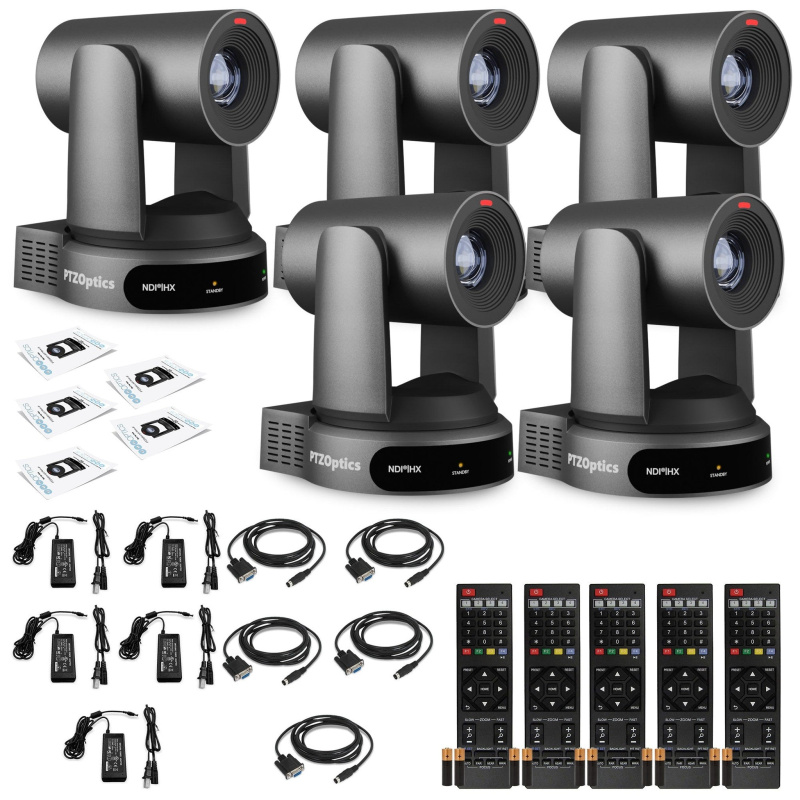 5 x PTZOptics Move 4K PTZ Camera with 30x Zoom (Gray) (PT30X-4K-GY-G3)