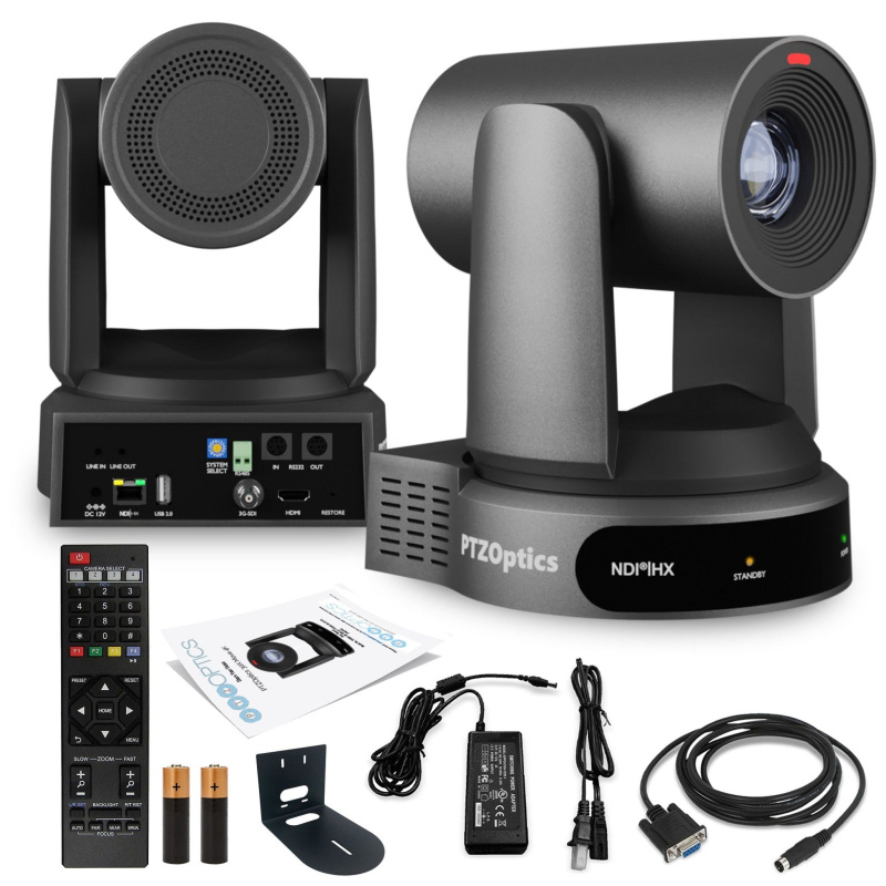 PTZOptics Move 4K PTZ Camera with 30x Zoom (Gray) (PT30X-4K-GY-G3) + Wall Mount