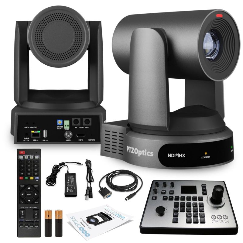PTZOptics Move 4K PTZ Camera with 30x Zoom (Gray) (PT30X-4K-GY-G3) + PT-JOY-G4 Controller