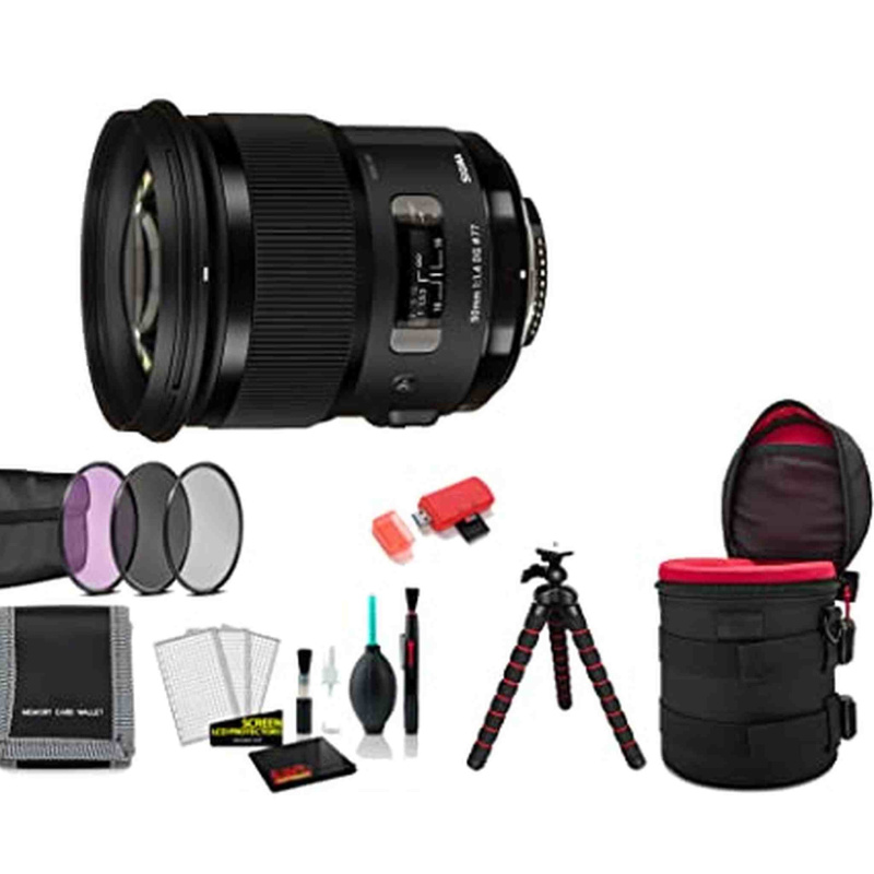 Sigma 50mm f/1.4 DG HSM Art Lens for Nikon F with Tripod and More (International Model)