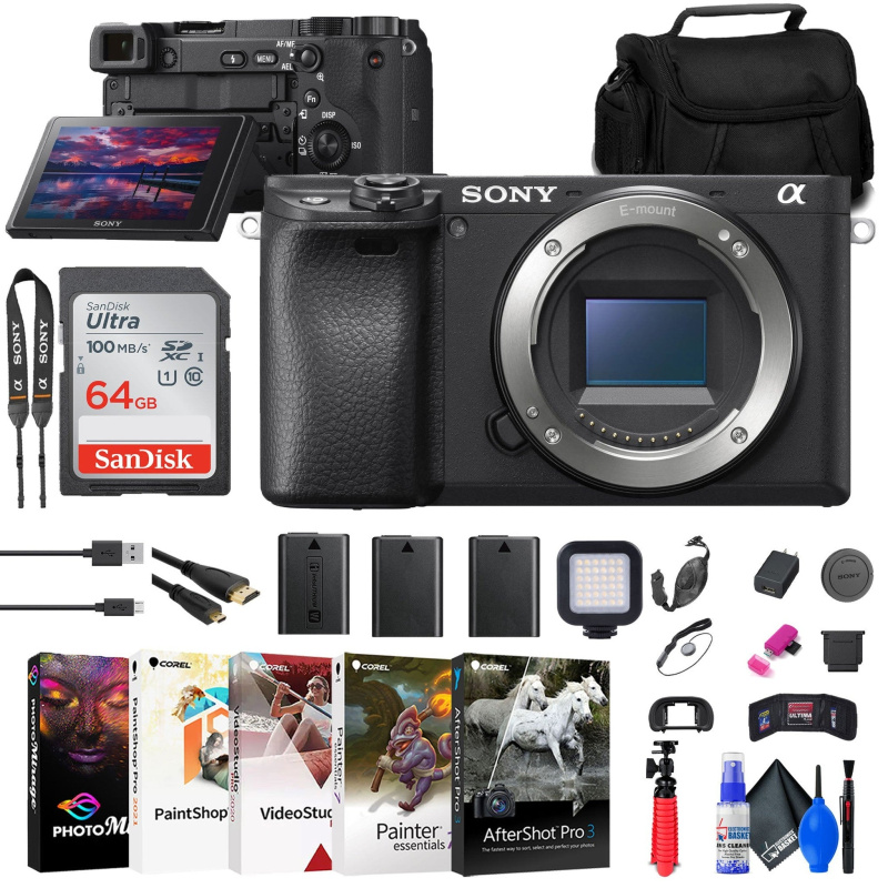 Sony a6400 Mirrorless Camera + 64GB Card + 2 x NPF-W50 Battery + More