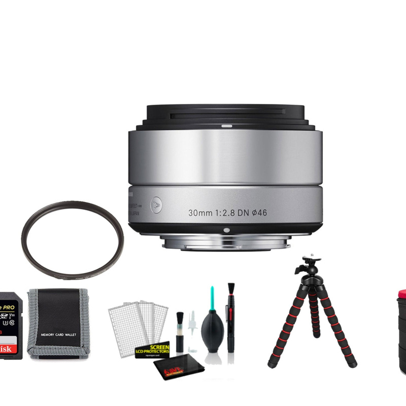Sigma 30mm f/2.8 DN Art Lens with 64GB Memory Card and UV Filter