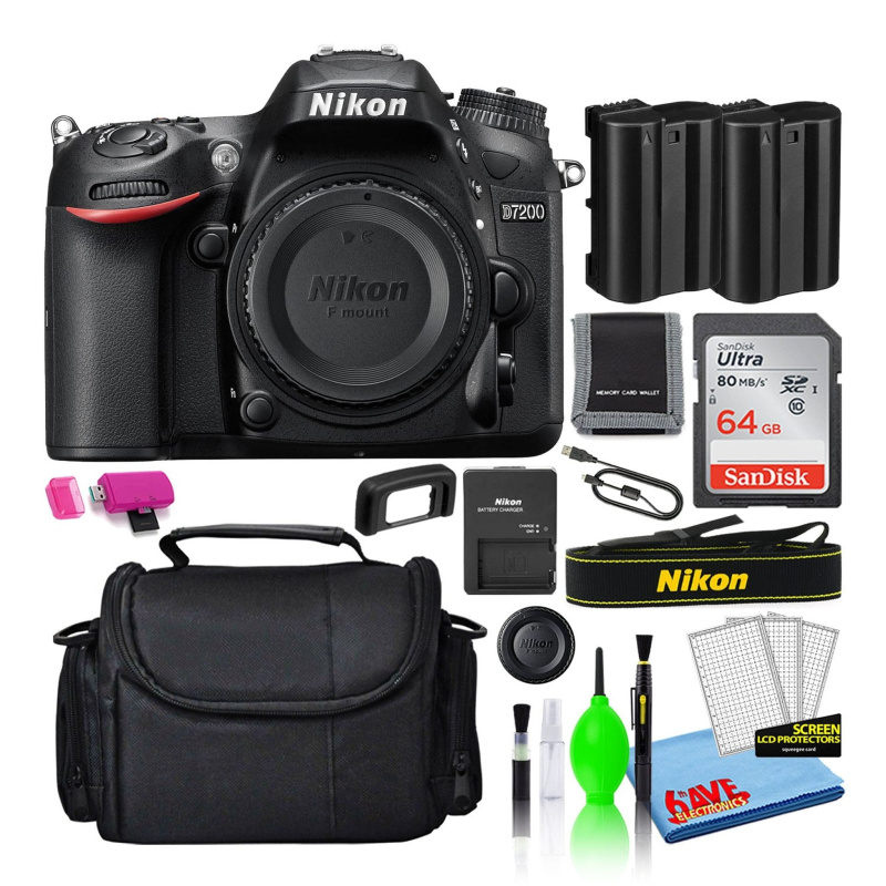 Nikon D7200 Digital Camera (Body Only) (1554) + 64GB SD Card + Camera Bag (Intl)