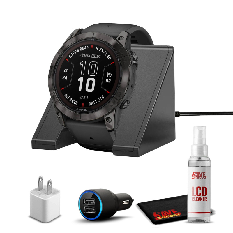 Garmin fenix 7X Pro Solar, Sapphire, Carbon Gray Titanium Black with Accessories