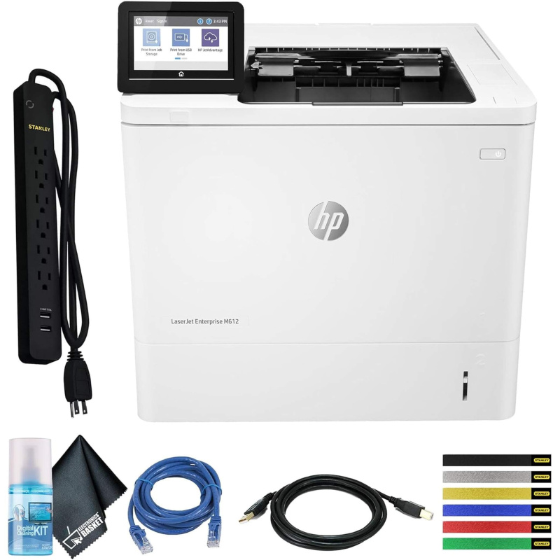 HP LaserJet Enterprise M612dn Printer (7PS86A#BGJ) + Surge Protector + More