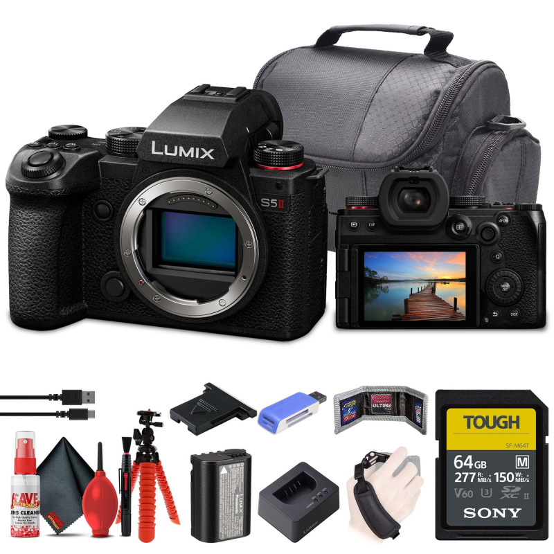 Panasonic Lumix S5 II Mirrorless Camera + 64GB Memory Card + Card Reader + More