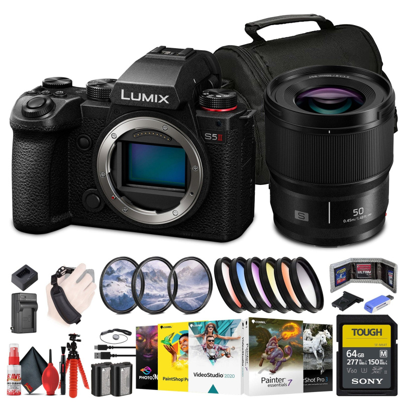 Panasonic Lumix S5 II Mirrorless Camera + Panasonic Lumix S 50mm Lens + 64GB Card  + More