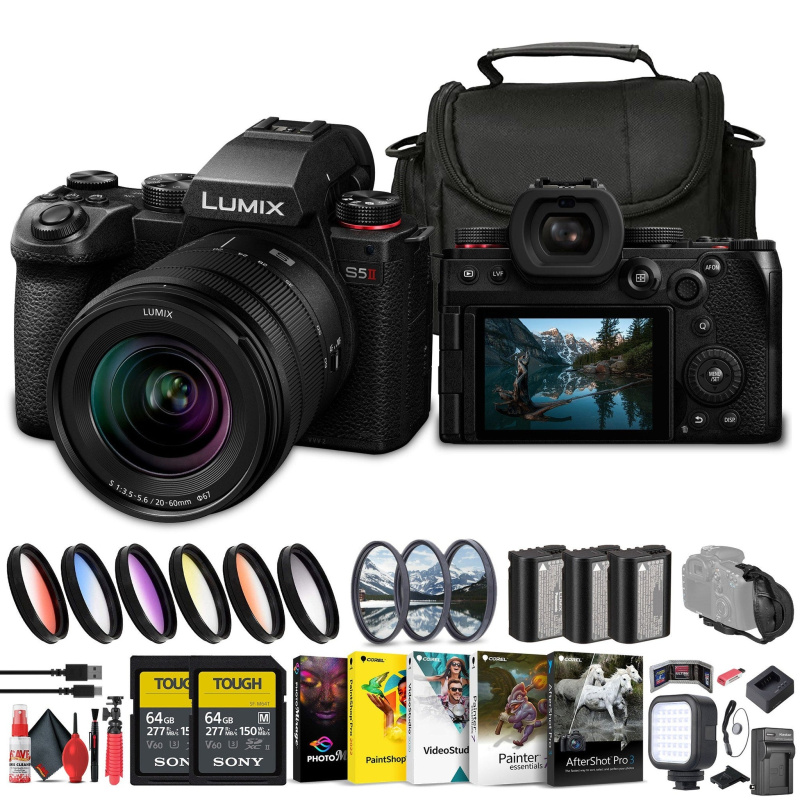 Panasonic Lumix S5 II Mirrorless Camera with 20-60mm Lens + 2 x 64GB Memory Card + More