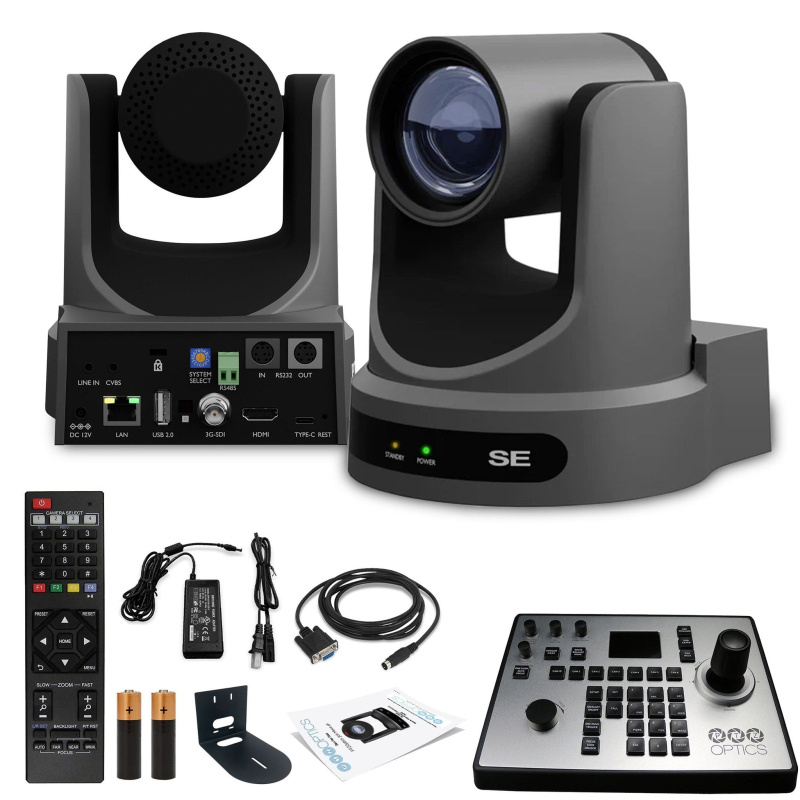 PTZOptics Move SE PTZ Camera with 12x Optical Zoom + PTZOptics PT-JOY-G4 Controller + Wall Mount