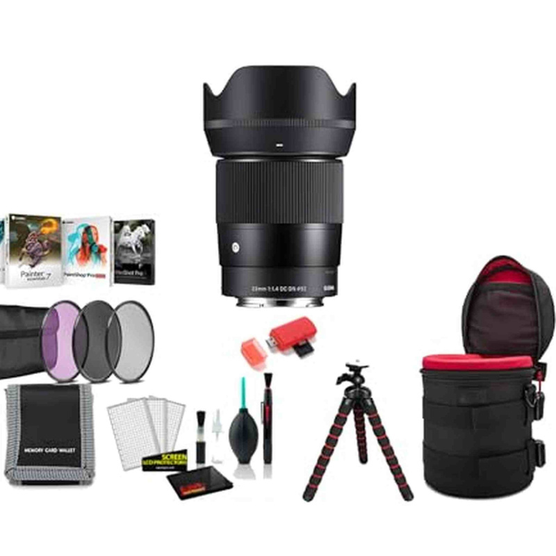 Sigma 23mm f/1.4 DC DN Contemporary Lens (Sony E) with 256GB Memory Card