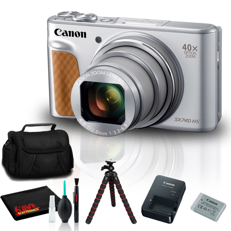 Canon PowerShot SX740 HS Camera (Silver) Includes Carry Case and Tripod Bundle (International Model)
