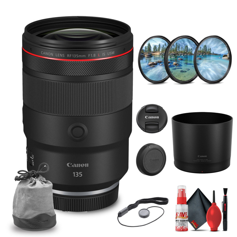 Canon RF 135mm f/1.8 L IS USM with Filter Kit + Cleaning Kit + Lens Cap Keeper (International Model)