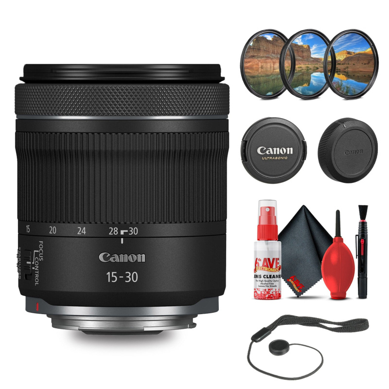 Canon RF 15-30mm f/4.5-6.3 IS STM Lens with Filter kit + Cleaning Kit + More (International Model)