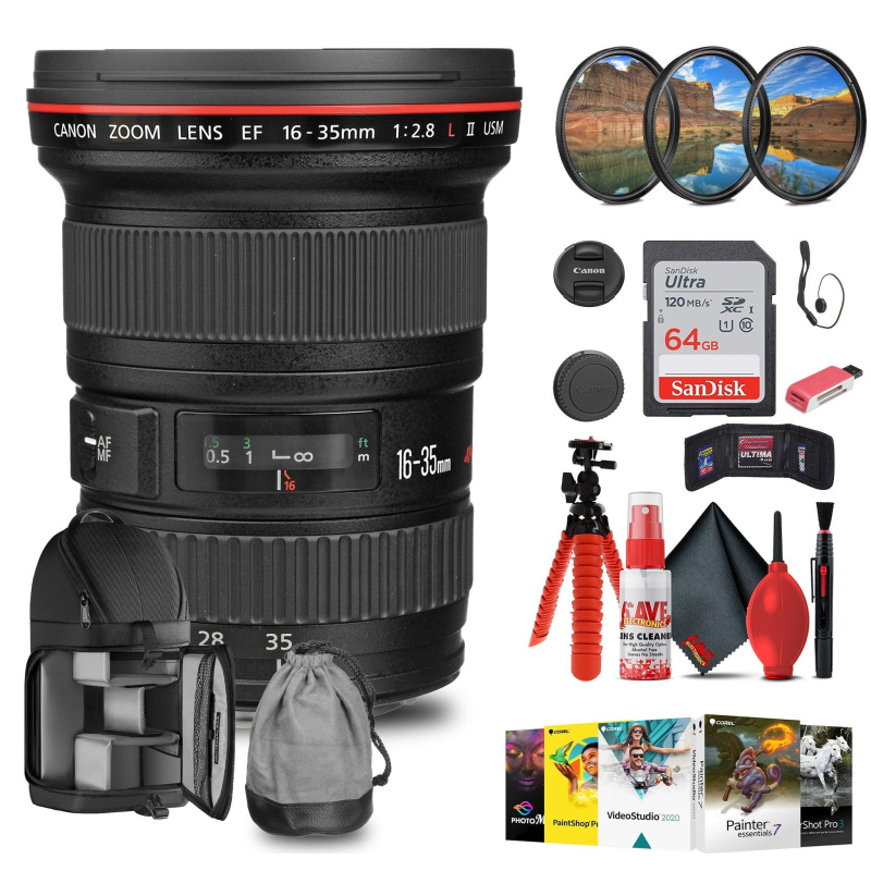 Canon EF 16-35mm f/2.8L II USM Lens with Filter kit + Cleaning Kit + Cap Keeper (International Model)