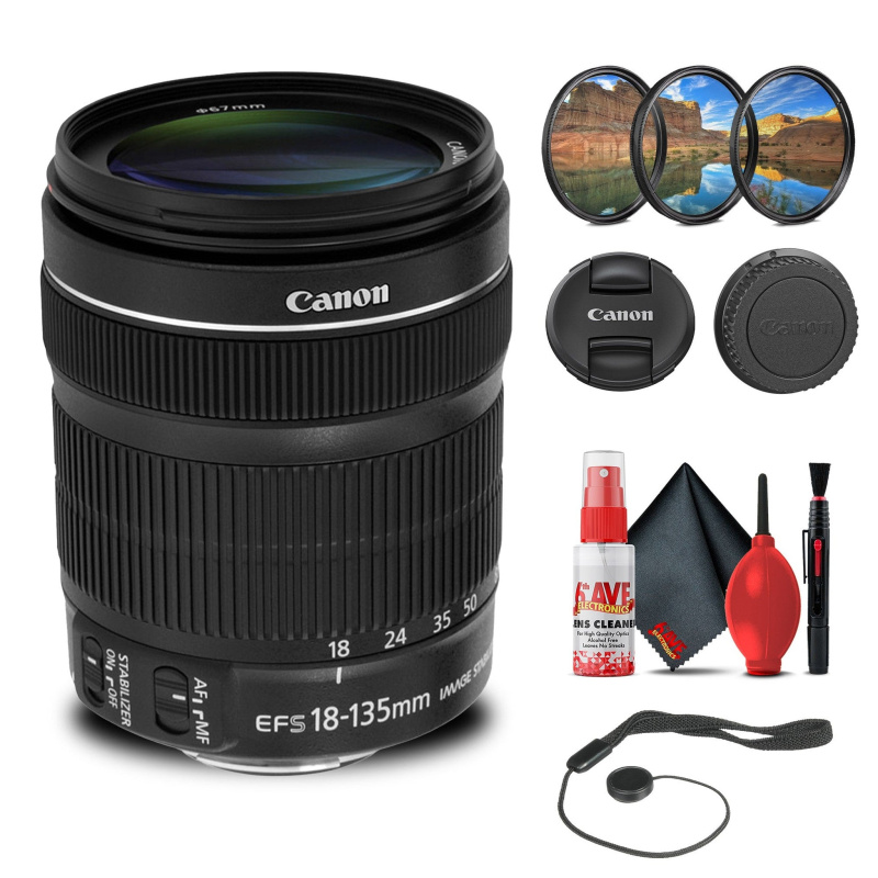 Canon EF-S 18-135mm f/3.5-5.6 IS STM Lens with 64GB Extreme Pro Card + More (International Model)