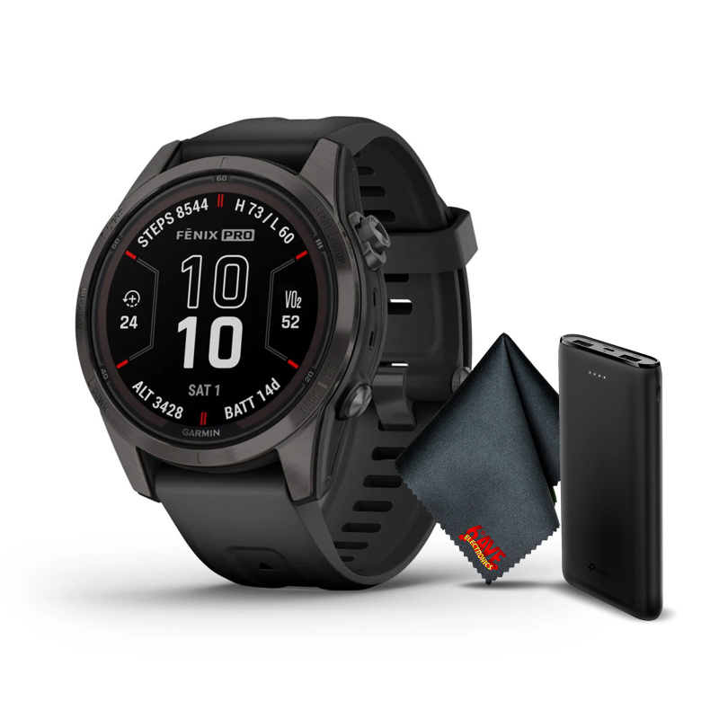 Garmin Fenix 7S Pro Sapphire Solar Edition Carbon Gray DLC Titanium, Black Band