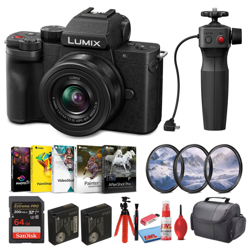 Panasonic Lumix G100 4K Mirrorless Camera with 12-32mm Lens and Tripod Grip Kit