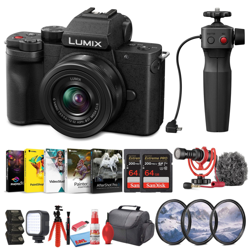 Panasonic Lumix G100 4K Mirrorless Camera with 12-32mm Lens and Tripod Grip Kit